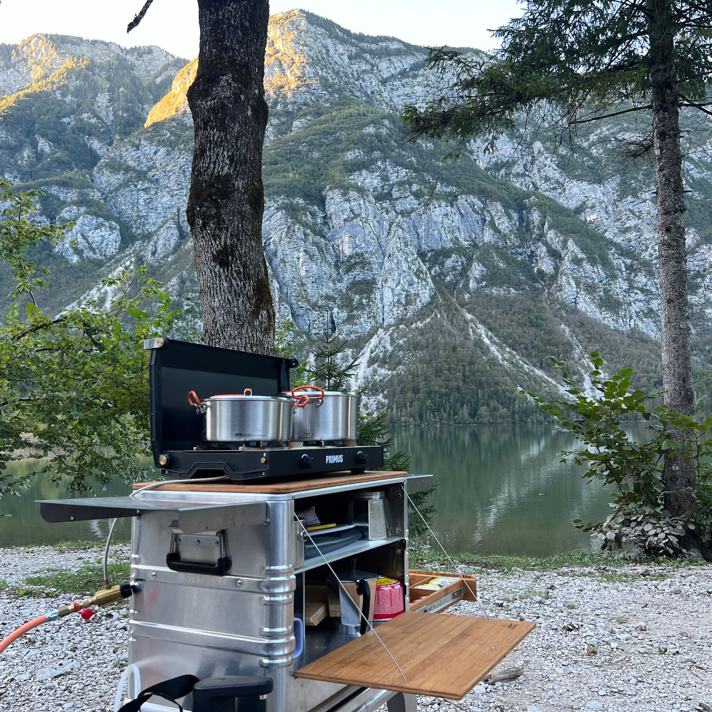 DOCK kitchen cooking at a mountain lake in Slovenia